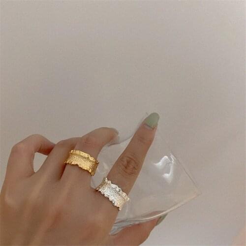 AOMU INS Gold Silver Color Metal Ring for Women Big Large Open Finger Ring Chunky Dome Wide Ring Jewelry New Hot