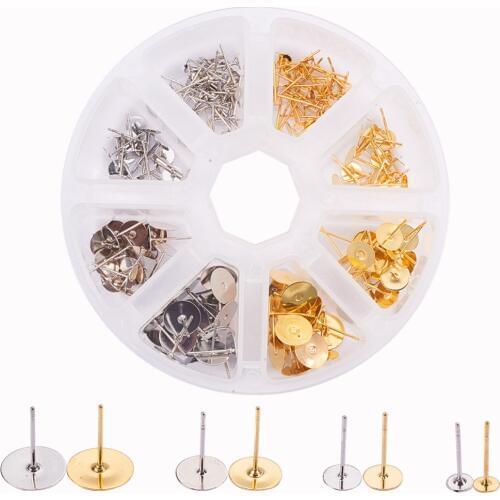 1Box 8 Grids New Earring Handmade DIY Jewelry Accessories,Copper Earplugs/Silicone Ear Plug For Stud Earrings Design Making