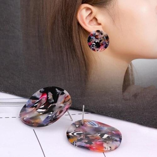1 Pair Stud Earrings Round Shape Anti Corrosion Multi-color Delicate Shiny Women Ear Studs Fashion Jewelry Accessories