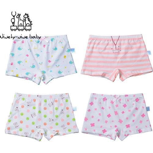 12Pcs/Lot Childrens Boxer Underwear Girls Cotton Cute Cartoon Printing Underpants Breathable & Comfortable Panties for Kids