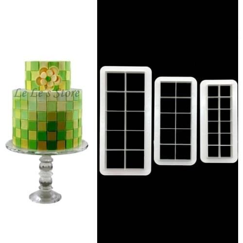 3 pcs/set Geometric Figure Plastic Cake Decorating Cutter Biscuit Cutters Square Shape Fondant Cake Mold Tools