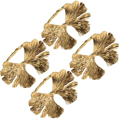 4pcs Ginkgo Leaf Napkin Buttons Dinner Napkin Decor Table Napkin Rings Decor