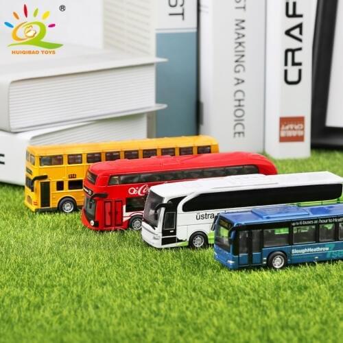 4pcs/set School Bus Coach City Tour Sightseeing Buses Alloy vehicle Diecasts Models Car Toys for Children Garage Kits Collection