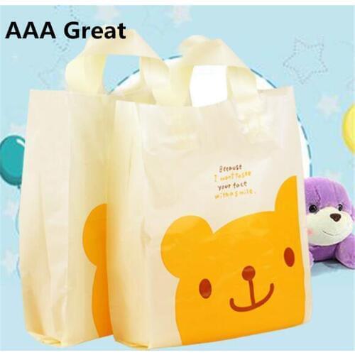 50pcs/Lot Big Plastic Bag Shops Clothes Gift Bags With Handles Wedding Birthday Party Supplies Gift Bags Cookies Store