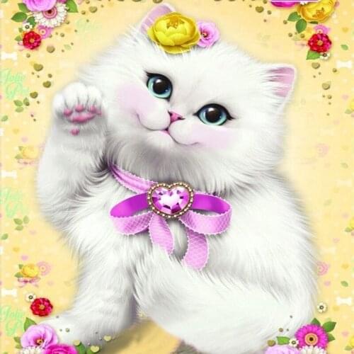 5D DIY Diamond Painting Cat Cross Stitch Full Diamond Embroidery Cartoon Rhinestone Mosaic Kids Room Decoration