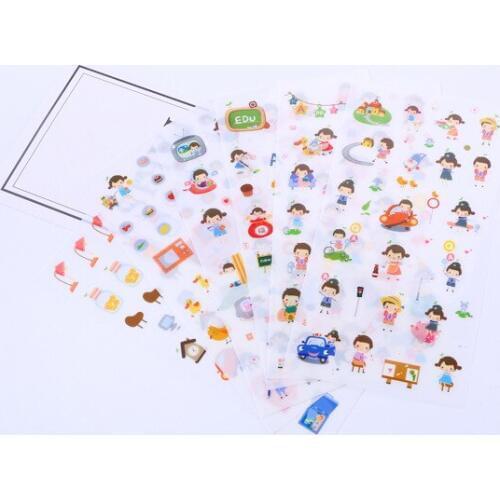 6pcs Lovely childhood pvc Transparent sticker Organizer Calendar Diary Book Planner Scrapbook Decoration Diary Sticker papeleria