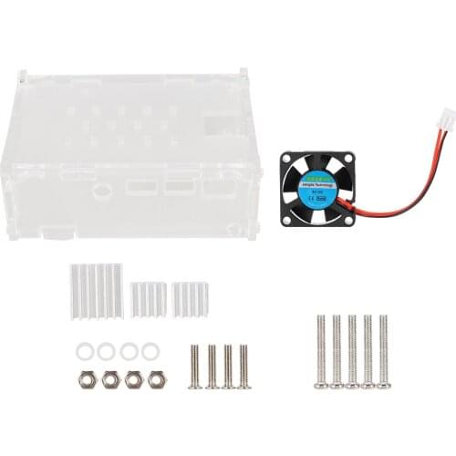Acrylic Case With 5V Cooling Fan 3 Heatsinks Camera Bracket Mounting Hole For Raspberry Pi 4B (Transparent)