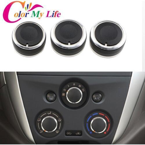 Color My Life 3 Pcs/set Car Styling Air Conditioning Heat Control Switch AC Knob Clip for Nissan New Sunny March Car Accessories