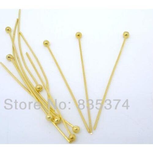 Free Shipping 2000pcs gold Plated Ball Head Pins 0.5x30mm Jewelry Making Findings