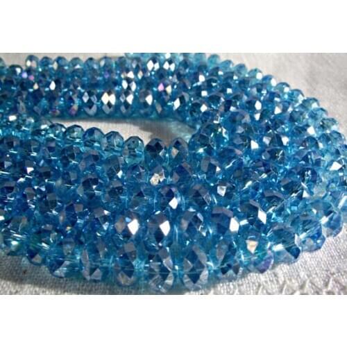 Free Shipping AB Aqua Blue 10 Strand 8x6mm apx 720pcs Crystal beads AAA Top Quality Crystal Glass Faceted Rondelle Loose Bead