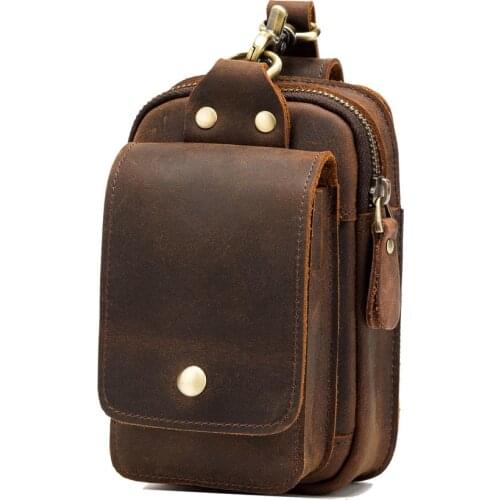 BOLEKE Fashion Quality Leather Small Summer Pouch Hook Design Waist Pack Bag Cigarette Case 6" Phone Pouch Waist Belt Bag