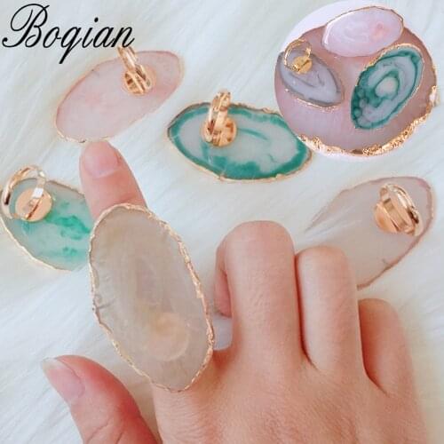 BQAN 1pcs Resin Agate Nail Color Paint Palette with Finger Ring Polish Cream Foundation Mixing Nail Art Tools Color Display