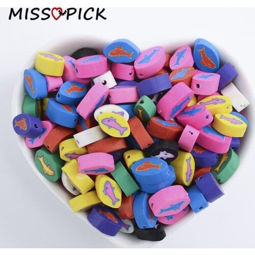 30/50/100pcs 12mm Mixed Color Fish Spacer Beads Polymer Clay Beads for Jewelry Making DIY Bracelet Handmade Crafts Wholesale