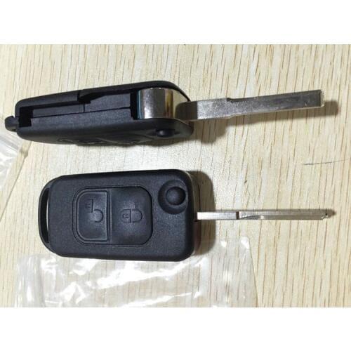 2 Buttons Flip Remote Key Shell Case For Benz S320 W140 ML320 350 With HU64 Blade Fob Key Cover 5PCS/lot