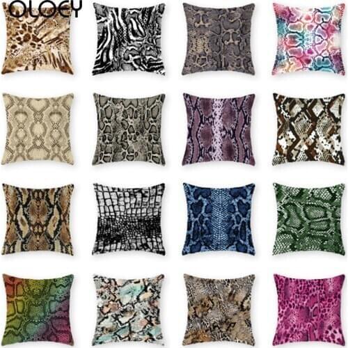 Snake Pattern Print Polyester Decorative Cushion Cover Throw Pillowcase Home Sofa Square Pillow Cover 45X45CM Fundas De Cojin