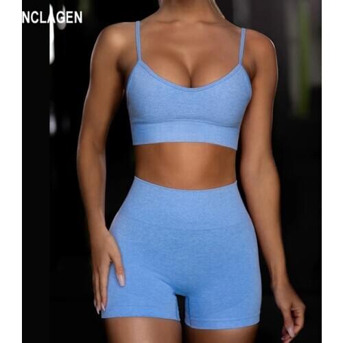 NCLAGEN Yoga Set 2 Piece Fitness Seamless Suit Summer Leggings Sexy Sports Short Bra Gym Clothes Women Zumba Workout Sportwear