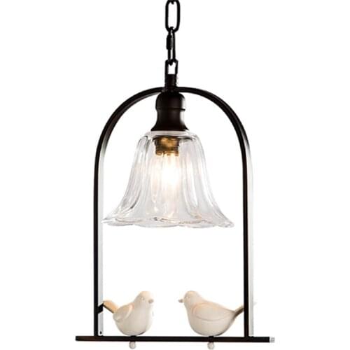 Creative Led Birds E14 Pendant Light Aisle Balcony Corridor Hanging Lamp Modern Bedroom Living Home Deco Bell Glass Luminaires