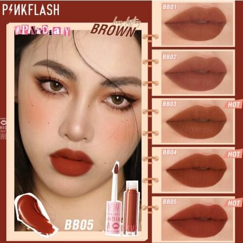 PINKFLASH Matte Velvet Lipstick Waterproof Silky Lip Gloss Sexy Red Lip Tint Cream Colorfu Long Lasting For Women Cosmetic TSLM2