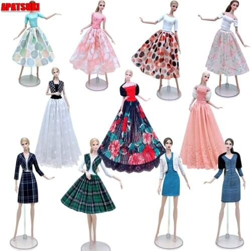 Fashion Lace Doll Clothes Set For Barbie Doll Dress 1/6 Dolls Accessories Toys Outfits Party Gown Tank Shirt Skirt Coat Jacket
