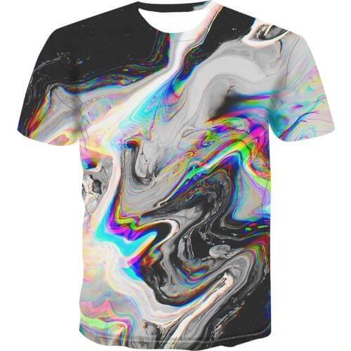 2020 selling new fashion color personality 3D printing t-shirt mens cool trend short sleeve summer 3D dizzy T-shirt handsome