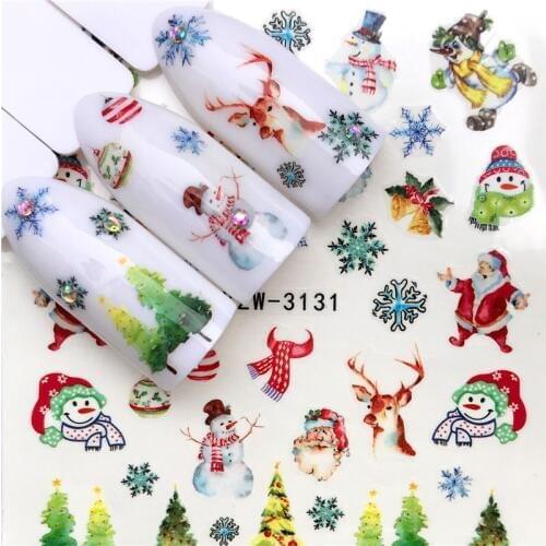 1 Sheet 3D Nail Stickers Art Christmas Decals Snowman Nail Wraps Snowflakes Adhesive Slider Manicure Decoration Tip Tool