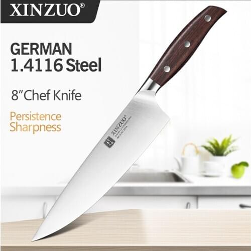 XINZUO 8'' Chef Knife Germany DIN 1.4116 Stainless Forged Steel Kitchen Knives Chefs Knife Kitchen Gyuto Knife