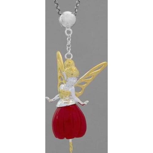 Volta Van 925 Sterling Silver Pendant Necklaces Fine Jewelry Elegant Coral Flower Cute Elves Wing 2021 New Concise Necklaces