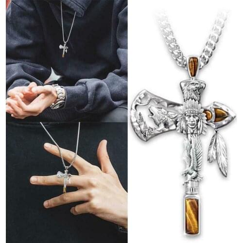 Ethnic Indians Ax Pendant Necklaces For Men Women Punk Hip Hop Retro Viking Ax Pendant Necklace Fashion Jewelry Gifts