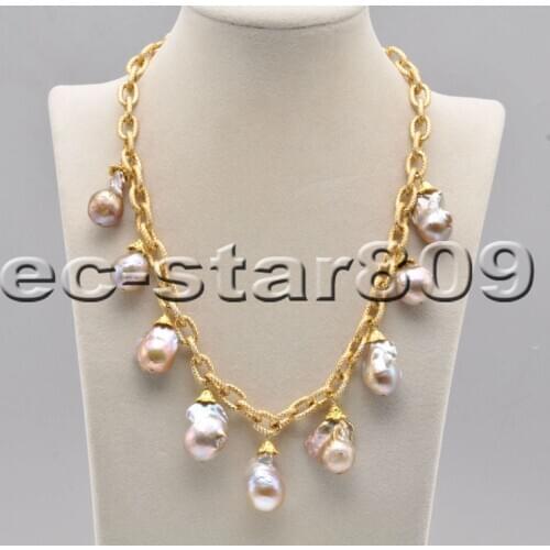P6825 18" 25mm Lavender Baroque Drip Keshi Reborn Pearl Necklace Pendant