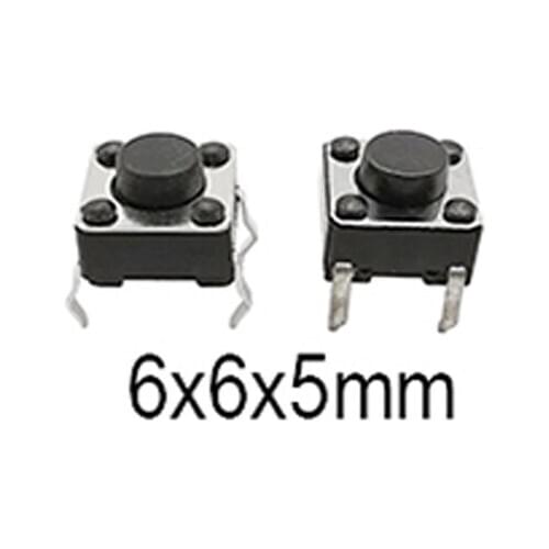 50PCS 5H 6x6mm Panel PCB Momentary 6.6*6*5MM Tact Switch 4-pin plug in Key switch 6X6 micro switch SMD Push Button Self-reset
