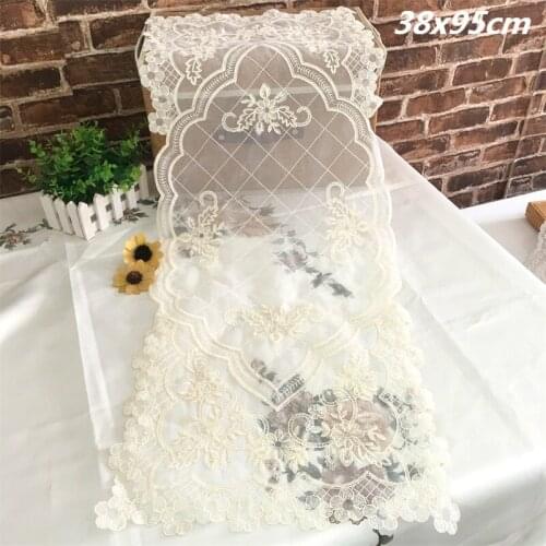 European Style Rectangle Lace Embroidery Retro Tablecloth TV Cabinet Dressing Table Cover Cloth Bedroom Living Room Decoration