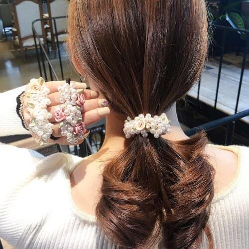 SHAUNGR 1Pcs Fashion Pearl Elastic Hair Bands Multilayer Hair Ring Ponytail Holder Scrunchies Rubber Hair Accessories For Girl