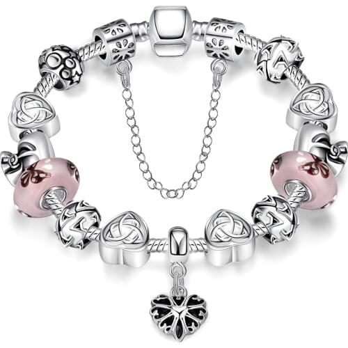 NB10 Romantic Heart Zirconia Stone Engagement Charm Bracelet for women wedding Jewelry