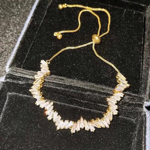 Luxury Telescopic Bracelet Adjustable Length Necklace Inlay Irregular Zircon Fashion Jewelry For Women Wedding Birthday Gift