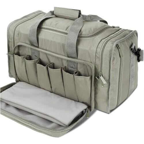 SoarOwl Shooting Duffle Bags Tactical Gun Range Bag for Handguns Pistols with Lockable Zipper and Heavy Duty Antiskid Feet