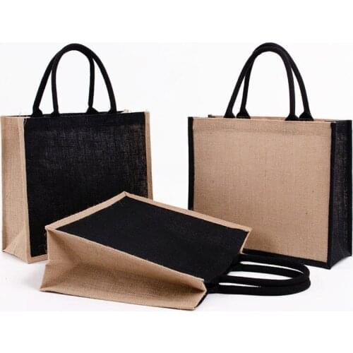 DIY Painting Handbag Gift FashionTrendy Pouch Natural Jute Tote Bag Burlap Fashion Shopping Bag Women Bolsa Can Customized Logo