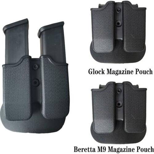 Tactical 9mm Double Magazine Pouches for Glock 17 Beretta M9 M92 Universal Hunting Dual 9mm .40 Mag Holster Mag Holster
