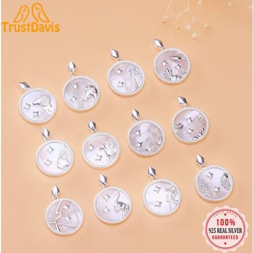 TrustDavis Real 925 Sterling Silver Shells Constellation Charm Pendant Handmade DIY Accessories Fine Jewelry Wholesale HY036