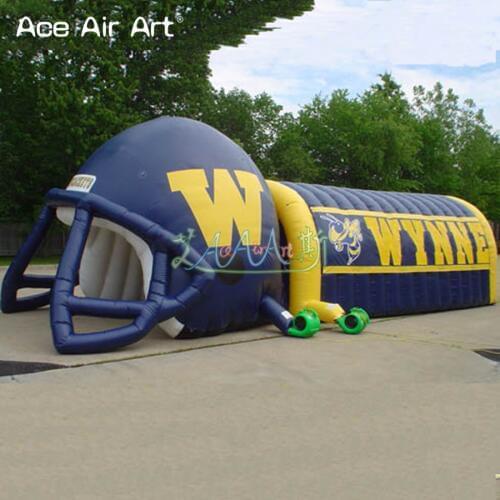 Awesome designed 9m L inflatable football tunnel with helmet,playground rugby helmet tunnel entryway tent for sale