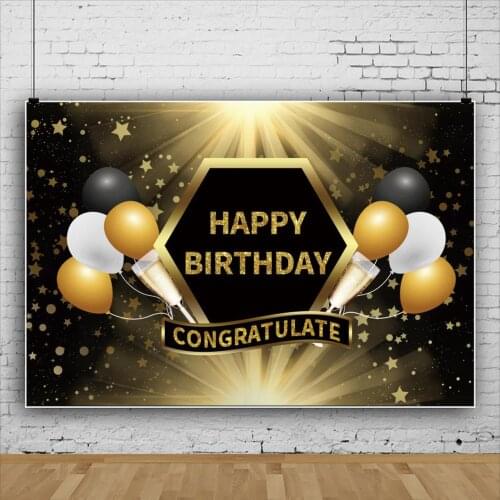 Golden Balloon Lights Backdrops Photocall Vinyl Background Indoor Decorations for Birthday Party Portrait Photography Props