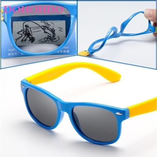 DOHOHDO New Flexible Kid Sunglasses Polarized Child Baby Safety Coating Sun Glasses UV400 Eyewear Infant Kids Silicon Sunglass