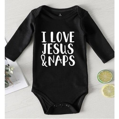I Love Jesus Letter Printed Infant Shower Gifts Toddler Girl Costume New Born Baby Clothes Kids Clothing Newborns Jumpsuits