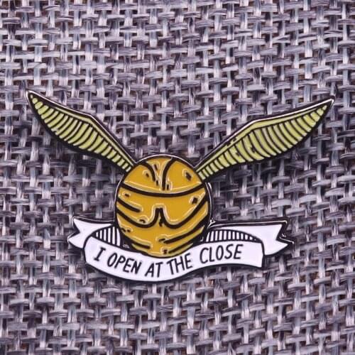 Golden snitch Enamel pin I open at the close magic spells brooch