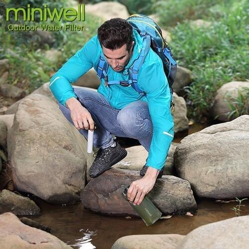 0.1 micron with 1000L filtration system with collapsible bottle emergency survival kit for hunting fishing outdoor recreation