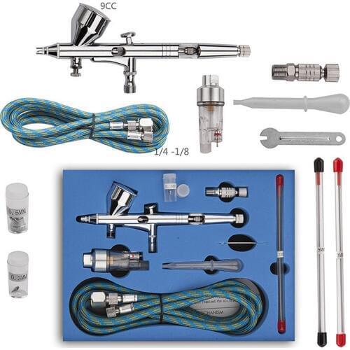 0.3mm 0.5mm Spray Gun Set with Nozzle Cap Nail Art Desgin Mini Dual Action Airbrush Air Brush Paint Tattoo Cake Makeup Airbrush