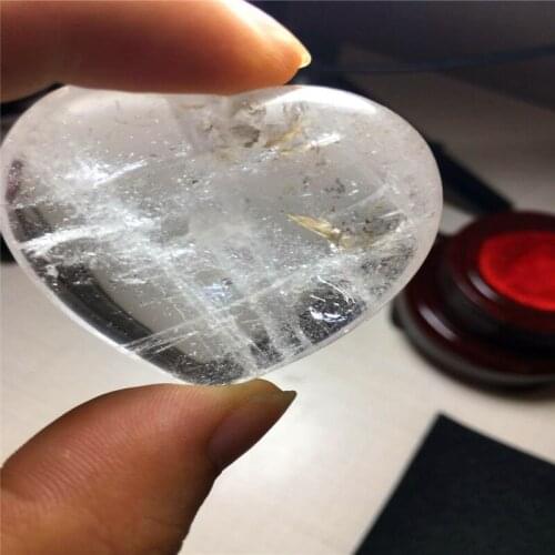 2-3cm natural white crystal heart, crystal heart, white crystal heart pendant, photographed under light