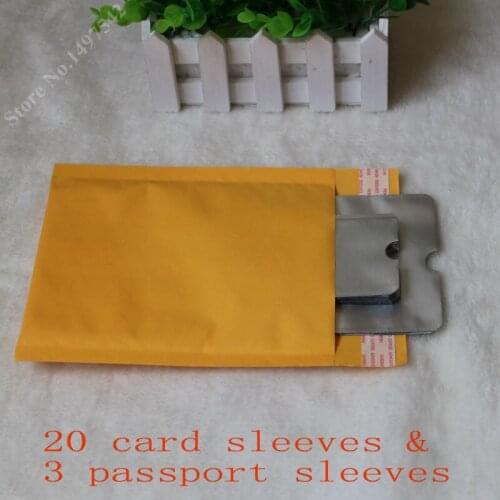 20+3pcs RFID blocking blank protected ID card aluminium sleeve Anti Theft Credit Card shield passport sleeves, OEM welcome