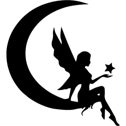 20CM*18CM Lovely Fairy and Moon with Star Decal PVC Fashion Auto Windshield Trunk Decoration Sun Protection Car Sticker