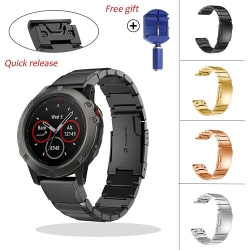 26 22 20MM Watchband Straps for Garmin Fenix 6S 6X 6 Pro 5X 5 5S 3HR D2 S60 945 Watch Quick Release Stainless steel Wrist Band