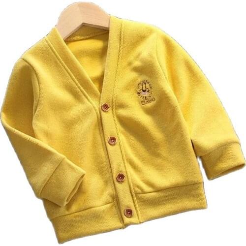 Childrens jacket spring and autumn 2021 boys and girls knitted cardigan childrens clothes baby clothes cartoon embroidery tops